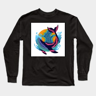 Colorful Whale Art Long Sleeve T-Shirt